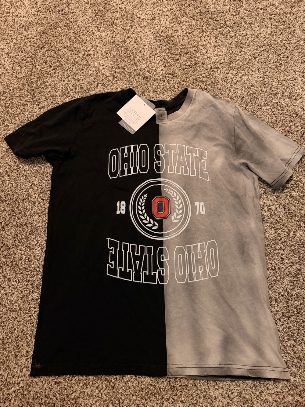 Gameday Couture Black and Gray Split Ohio State Graphic Tee